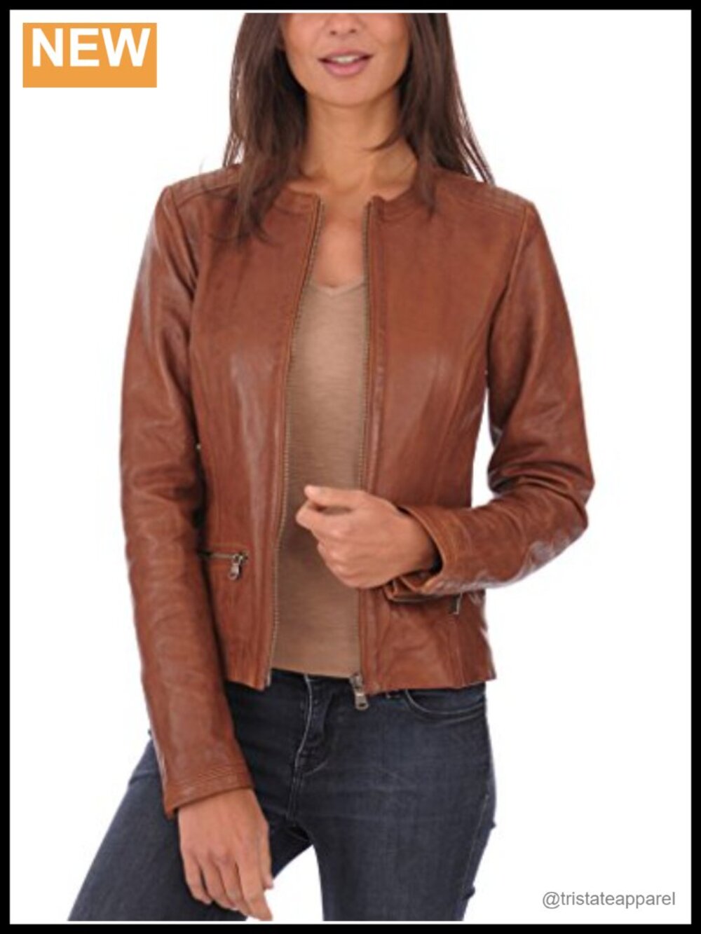 Genuine Lambskin Leather Moto Biker Jacket for Women
